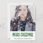 Cartes Pour Fêtes Annuelles Joyeux Noël personnalisable en Script vert (Devant)