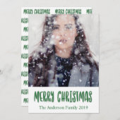 Cartes Pour Fêtes Annuelles Joyeux Noël personnalisable en Script vert (Devant / Derrière)