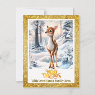Cartes Pour Fêtes Annuelles Joyeux Noël Personnalisé Bébé Cerf Mignon