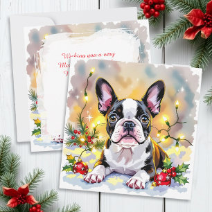 Cartes Pour Fêtes Annuelles Joyeux Noël personnalisé Boston Terrier Noël