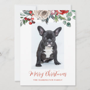 Cartes Pour Fêtes Annuelles Joyeux Noël personnalisé chiot Bouledogue Français