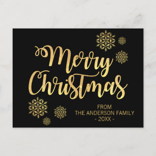 Cartes Pour Fêtes Annuelles Joyeux Noël personnalisé Parties scintillant en or