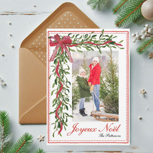 Cartes Pour Fêtes Annuelles Joyeux Noël personnalisé Photo avec ruban rouge et