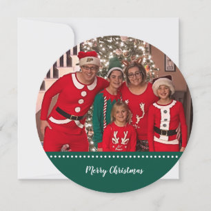 Cartes Pour Fêtes Annuelles Joyeux Noël personnalisé photo de famille ronde