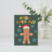 Cartes Pour Fêtes Annuelles Joyeux Noël Petit Homme en Pain d'Épice Mignon (Debout devant)