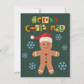 Cartes Pour Fêtes Annuelles Joyeux Noël Petit Homme en Pain d'Épice Mignon (Devant)