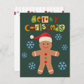 Cartes Pour Fêtes Annuelles Joyeux Noël Petit Homme en Pain d'Épice Mignon (Devant / Derrière)