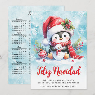 Cartes Pour Fêtes Annuelles Joyeux Noël Petit Manchot Espagnol Noël
