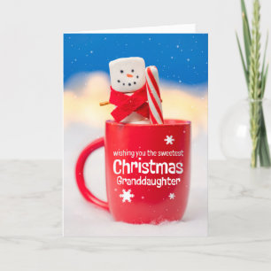 Cartes Pour Fêtes Annuelles Joyeux Noël Petite-fille Bonhomme de neige mignon