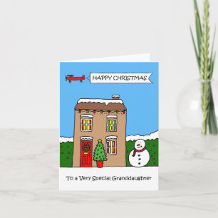 Cartes Pour Fêtes Annuelles Joyeux Noël Petite-Fille Maison de Fêtes