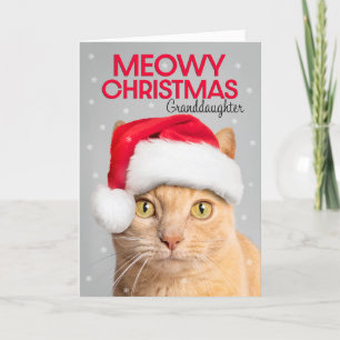 Cartes Pour Fêtes Annuelles Joyeux Noël Petite-fille Orange Tabby Chat