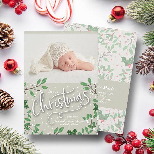 Cartes Pour Fêtes Annuelles Joyeux Noël Photo Annonces de naissance