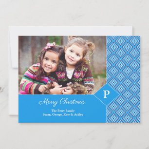 Cartes Pour Fêtes Annuelles Joyeux Noël Photo Blue Flat Card