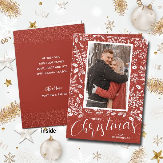 Cartes Pour Fêtes Annuelles Joyeux Noël photo botanique repliée