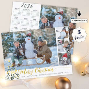 Cartes Pour Fêtes Annuelles Joyeux Noël Photo Collage 2026 Calendrier