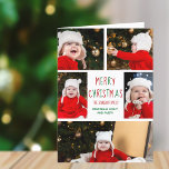 Cartes Pour Fêtes Annuelles Joyeux Noël photo Collage avec lettre annuelle<br><div class="desc">Cette jolie carte Joyeux Noël moderne présente une présentation classe de 5 photos de famille sur un arrière - plan blanc avec une jolie typographie rouge et verte. Cette belle carte de vacances photo pour enfants présente le collage photo de votre propre enfant entourant votre message festif et nom de...</div>
