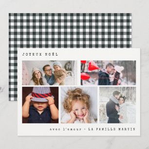 Cartes Pour Fêtes Annuelles Joyeux Noel Photo Collage   Black Gingham