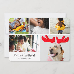 Cartes Pour Fêtes Annuelles Joyeux Noël Photo Collage Cinq photos Simple