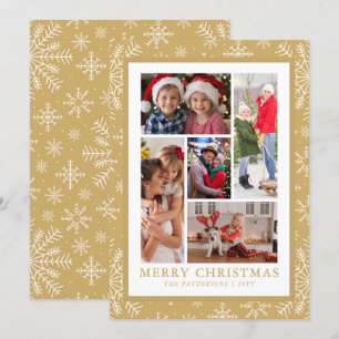 Cartes Pour Fêtes Annuelles Joyeux Noël Photo Collage Gold Snowflake