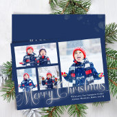 Cartes Pour Fêtes Annuelles Joyeux Noël Photo Collage Marine Script bleu