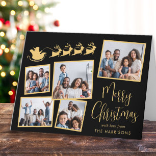 Cartes Pour Fêtes Annuelles Joyeux Noël Photo Collage Père Noël Sleigh