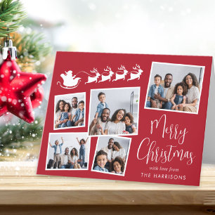 Cartes Pour Fêtes Annuelles Joyeux Noël Photo Collage Père Noël Sleigh