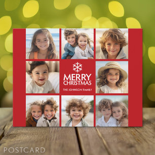 Cartes Pour Fêtes Annuelles Joyeux Noël Photo Collage Rouge Blanc