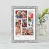 Cartes Pour Fêtes Annuelles Joyeux Noël Photo Collage Silver Snowflake (Debout devant)