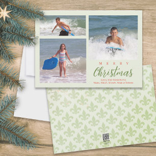 Cartes Pour Fêtes Annuelles Joyeux Noël Photo Collage Vert