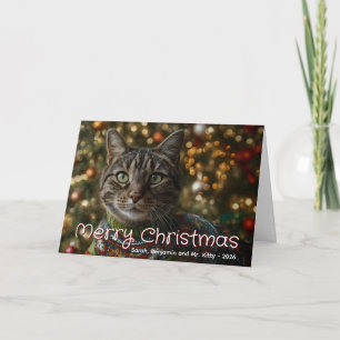Cartes Pour Fêtes Annuelles Joyeux Noël Photo de chat de famille