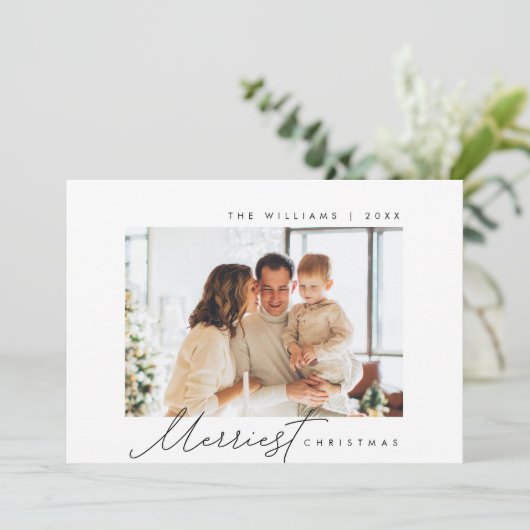 Cartes Pour Fêtes Annuelles Joyeux Noël, Photo de famille, Écriture moderne (Debout devant)