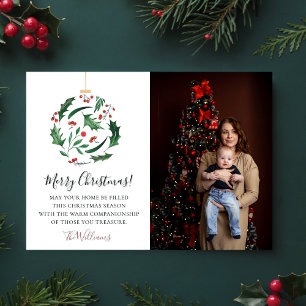 Cartes Pour Fêtes Annuelles Joyeux Noël Photo de famille Fleur Ballon Rouge Ve