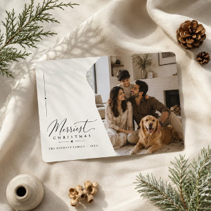 Cartes Pour Fêtes Annuelles Joyeux Noël Photo de Famille Moderne Ondulée