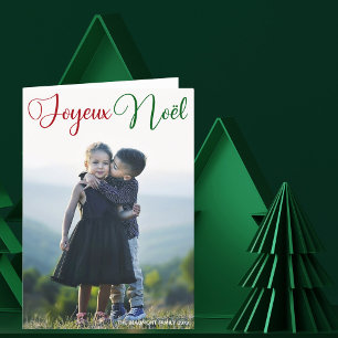 Cartes Pour Fêtes Annuelles Joyeux Noël Photo de famille pliée Red Green Scrip