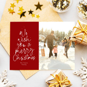 Cartes Pour Fêtes Annuelles Joyeux Noël photo de famille rouge amusant