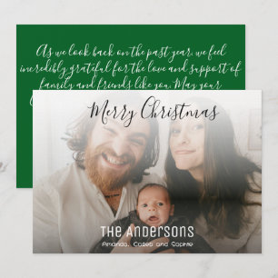 Cartes Pour Fêtes Annuelles Joyeux Noël Photo de Famille Simple Vert