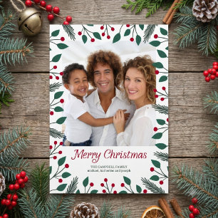 Cartes Pour Fêtes Annuelles Joyeux Noël Photo de feuillage