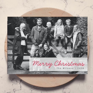 Cartes Pour Fêtes Annuelles Joyeux Noël   Photo de groupe familial moderne