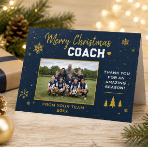 Cartes Pour Fêtes Annuelles Joyeux Noël Photo de l'équipe de l'entraîneur