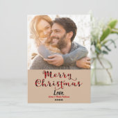 Cartes Pour Fêtes Annuelles Joyeux Noël Photo de vacances à carreaux rouges de (Debout devant)