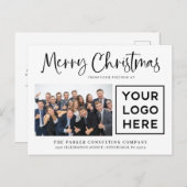 Cartes Pour Fêtes Annuelles Joyeux Noël | Photo d'entreprise et votre logo (Devant / Derrière)