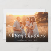 Cartes Pour Fêtes Annuelles Joyeux Noël Photo Élégant Script Scène hivernale (Devant)