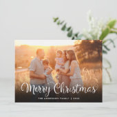 Cartes Pour Fêtes Annuelles Joyeux Noël Photo Élégant Script Scène hivernale (Debout devant)