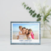 CARTES POUR FÊTES ANNUELLES JOYEUX NOËL PHOTO EN BOIS RUSTIQUE PLAGE (Debout devant)