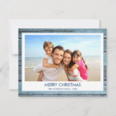 CARTES POUR FÊTES ANNUELLES JOYEUX NOËL PHOTO EN BOIS RUSTIQUE PLAGE (Devant)