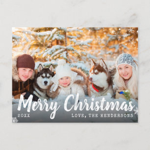 Cartes Pour Fêtes Annuelles Joyeux Noël Photo famille neige