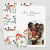 Cartes Pour Fêtes Annuelles Joyeux Noël Photo Florale (Devant / Derrière)