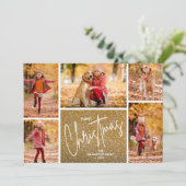 Cartes Pour Fêtes Annuelles Joyeux Noël Photo Gold (Debout devant)