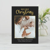 Cartes Pour Fêtes Annuelles Joyeux Noël Photo Gold Foil Vacances minimum (Debout devant)