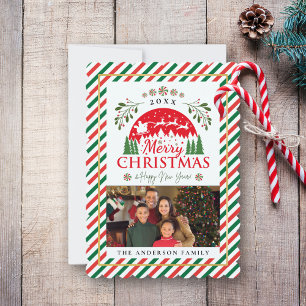 Cartes Pour Fêtes Annuelles Joyeux Noël Photo Mémoire rouge Sucre de canne ver